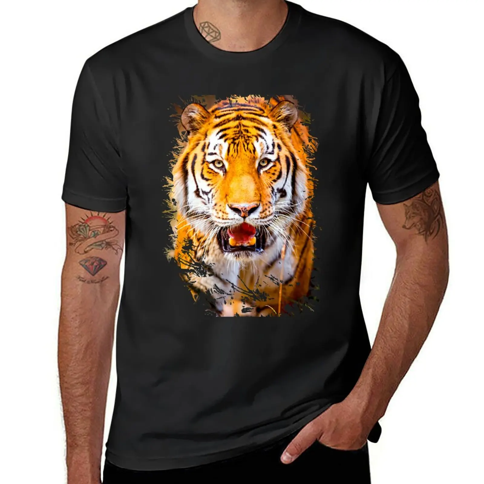 Tiger face sticker T-Shirt sublime aesthetic clothes mens graphic t-shirts hip hop