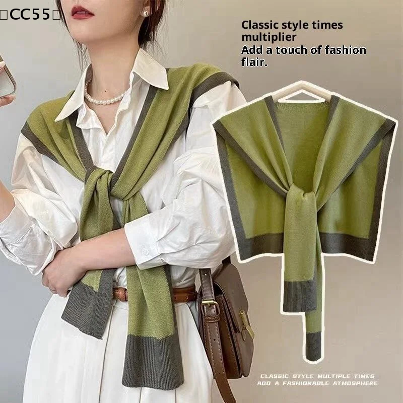 Elegant Women Color Block Shawl Lightweight Soft Warm & Breathable For All Seasons Versatile Stylish Wrap Chic Casual Wear〔CC55〕