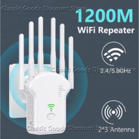 1200Mbps WiFi Repeater Dual Band 2.4G 5G Wireless Amplifier 300Mbps Network Range Signal Booster For Home Office Wi-Fi Repeater
