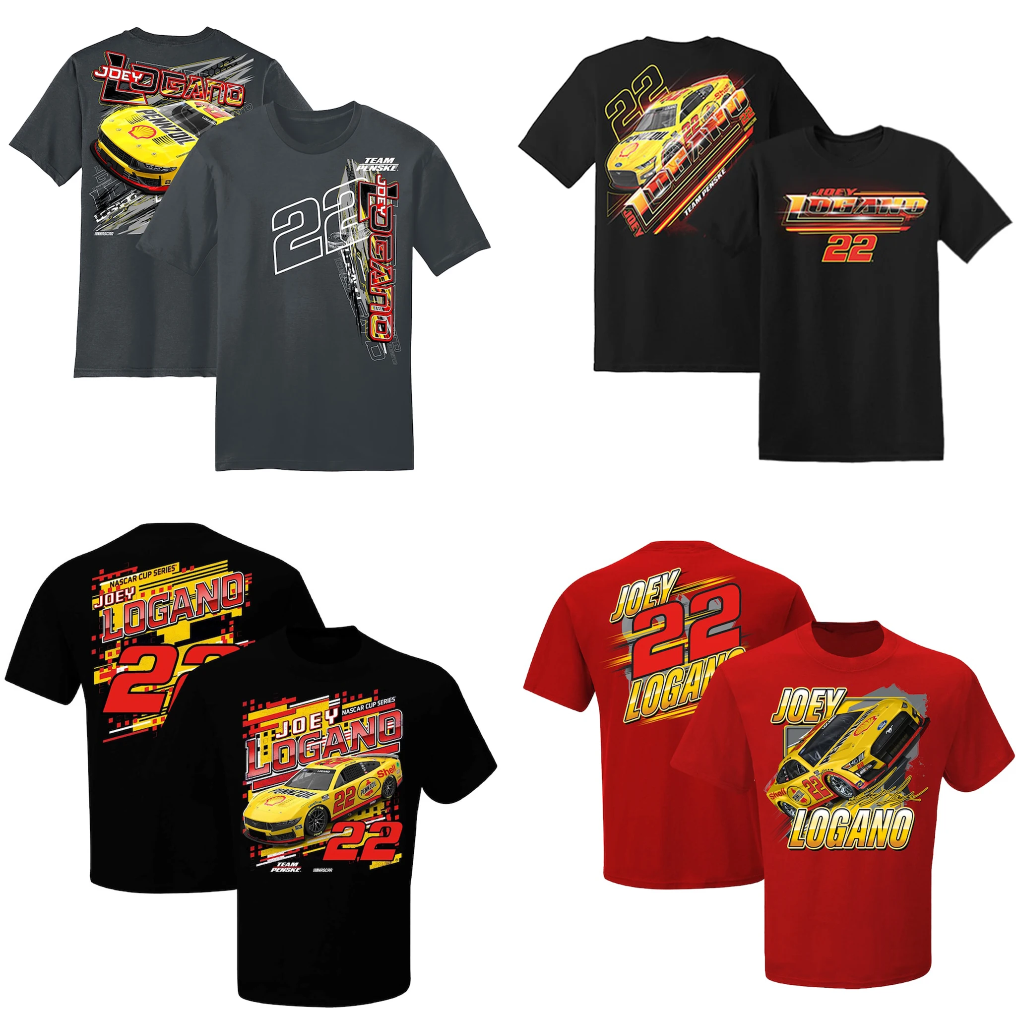 

Joey Logano 22 Motor Sports Racing Men's Athletic Lightweight Cotton Classic Short Sleeve Crewneck T-Shirt Tee Shirt