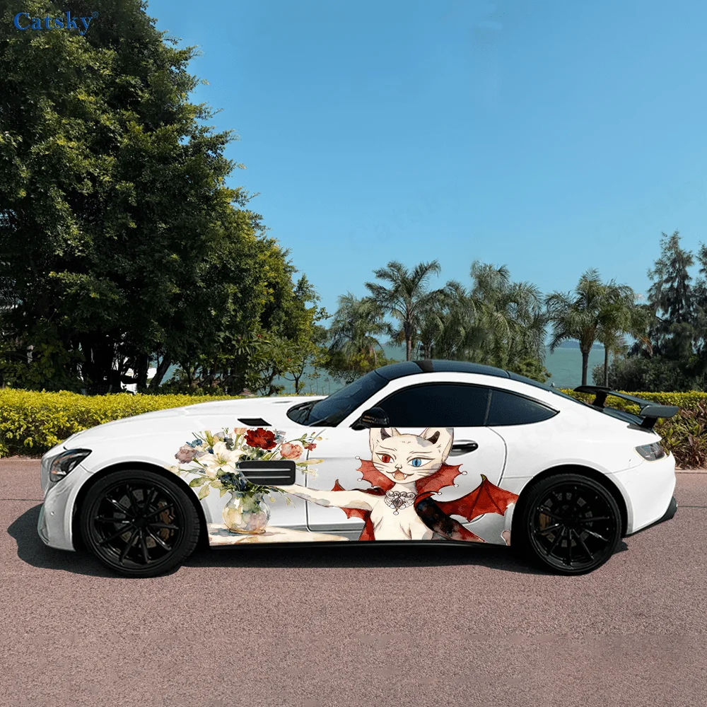 

Vampire Bat Cat Creative Pattern Stickers Car Body Door Side Two Fashionable Stickers Two Decorations Suitable for All Cars car