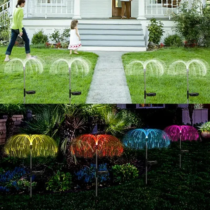 Imagem -05 - Impermeável Solar Lights For Garden Decoration Rgb Lawn Lamp Varanda Paisagem Luz Jellyfish Shaped Iluminação para Pátio Pcs