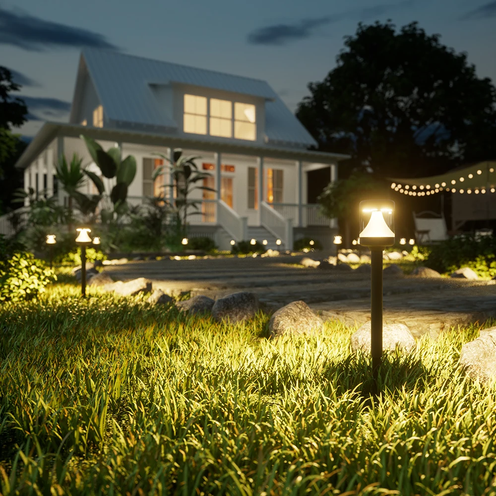 

Warm White Solar Landscape Stake Lights 2 Pack, Waterproof Auto On/Off Solar Path Lights for Patio, Lawn, Sidewalk, Backyard Dec