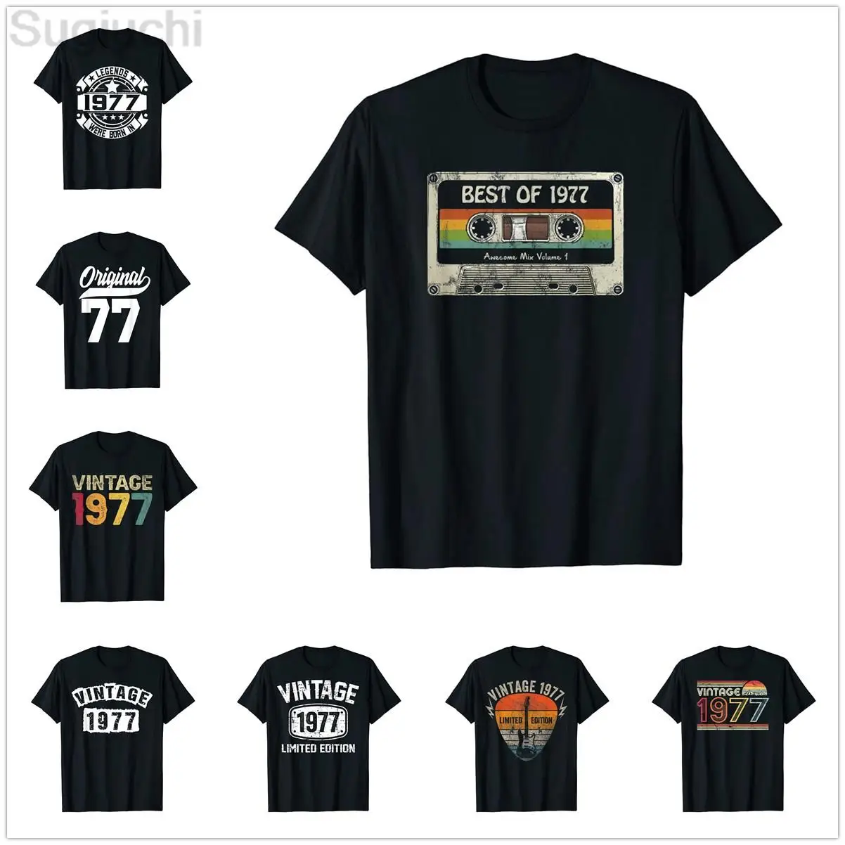 VINTAGE THE BEST OF 1977  Retro Birthday Gift T-Shirt 100% Cotton T shirts Men Women Unisex T-Shirt Tops Tees