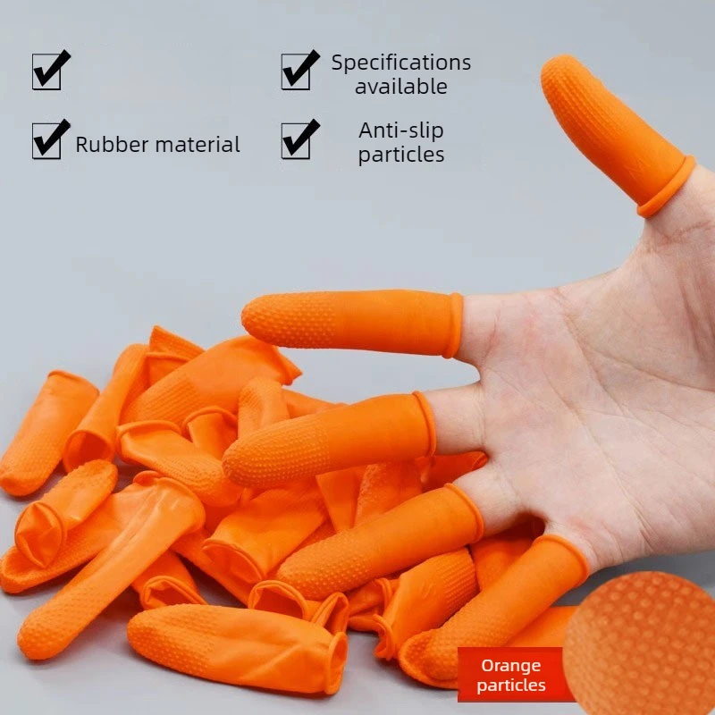 500PCS Orange Natural Rubber Finger Cots Non-Slip Latex Fingertips Protectors Reusable Nail Art Tools for Home Use