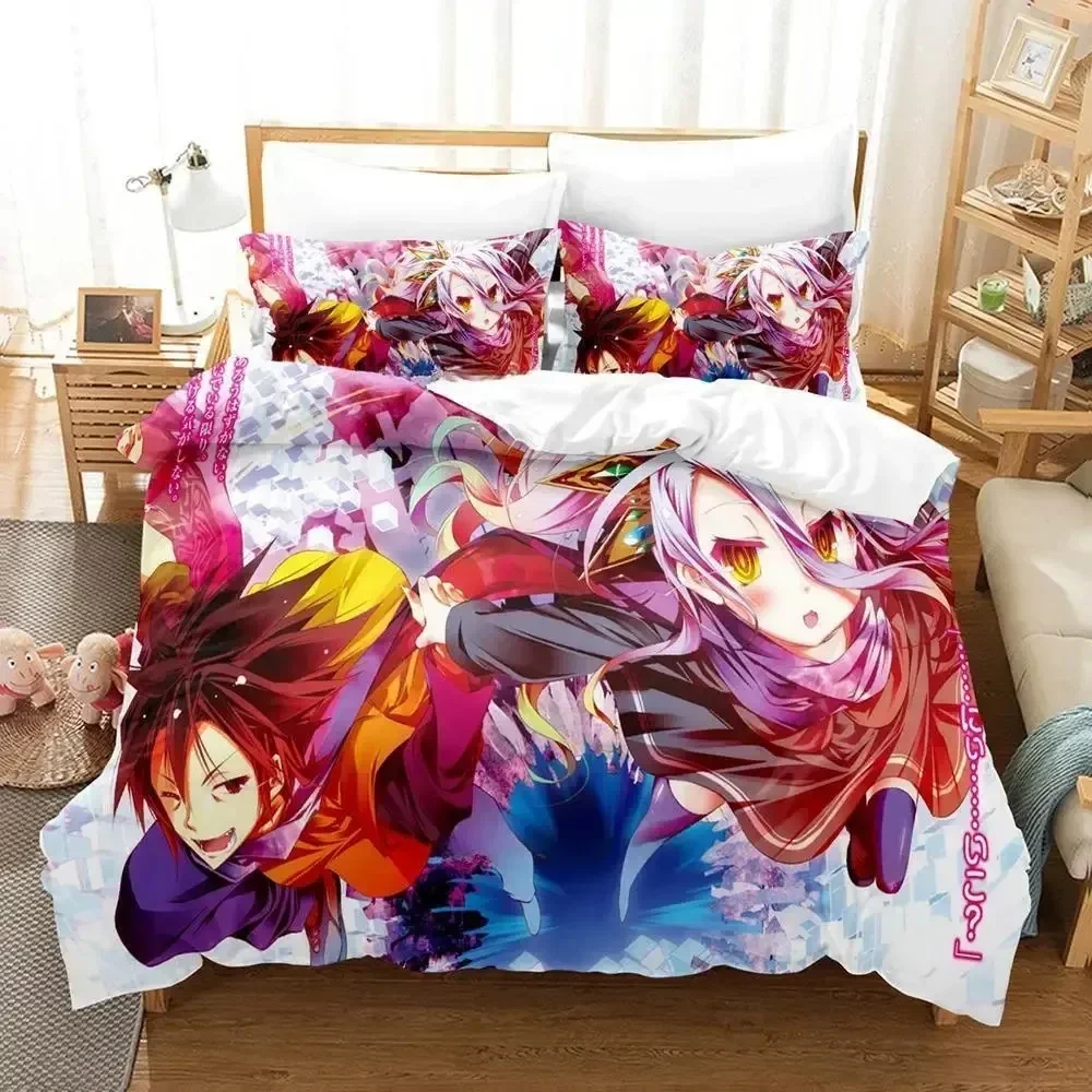New Game No Game No Life Sora and Shiro Bedding Set Single Twin Full Queen King Size Bed Set Adult Kid Bedroom Duvet cover Sets