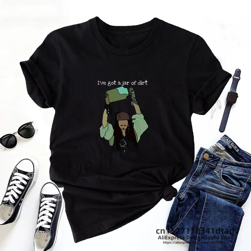 I Got A Jar of Dirt T Shirt Women Summer Johnny Depp Jack Sparrow Tee Shirt Justice for Johnny Hearsay Graphic T Shirts Clothes