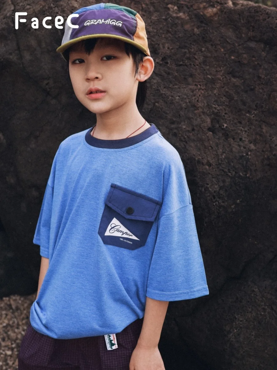 Facec 2026 Summer Quick Dry Floral Shirt Short Sleeve Outdoor Clothing for Boys Breathable round Neck T Shirt in Artificial C...
