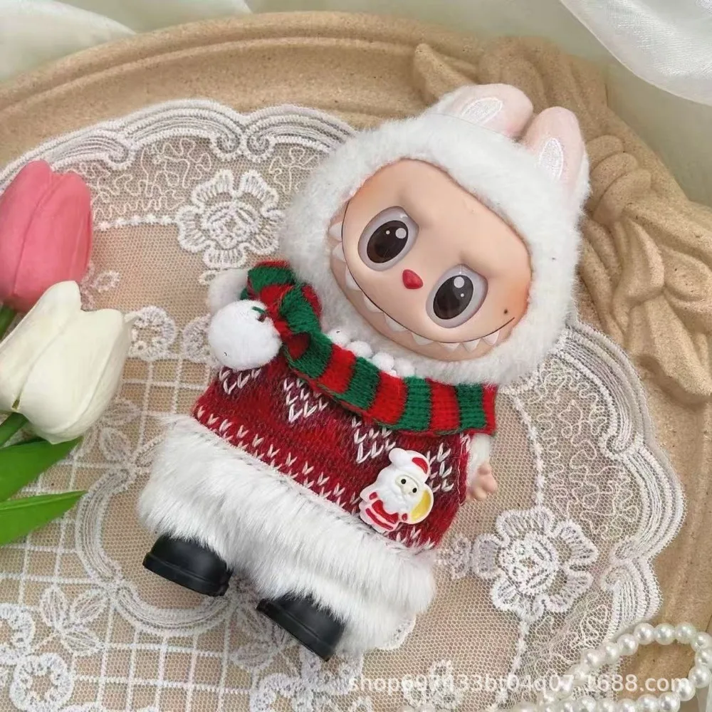 

For Labubu Clothes: Christmas Deer Set (Red Festive Outfit) for V1/V2/V3 -17cm Labubu Outfit Holiday Gift Christmas Set