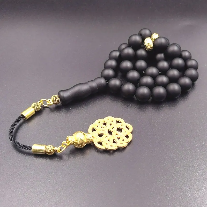 ALBASHAN Tasbih Men Black Matte agates stone muslim prayer beads islamic rosary 33 45 51 66 99 100 beads bracelets misbaha view 5