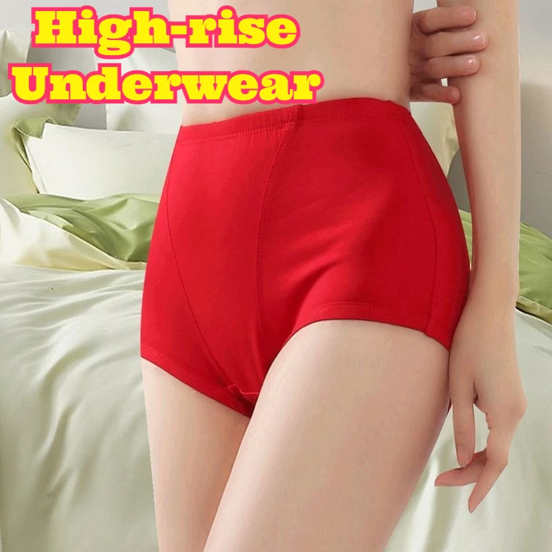 High Waist Pure Cotton Briefs Summer Breathable Solid Color Plus Size Triangular Underwear Adult Female Daily Soft Comfortable