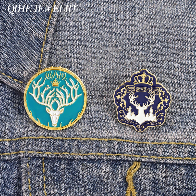 Fantasy Adventure Novel Badge Enamel Pins Talisman You Do Not Yield Antlers Crown Brooches Lapel Badge Jewelry Gift for Friends