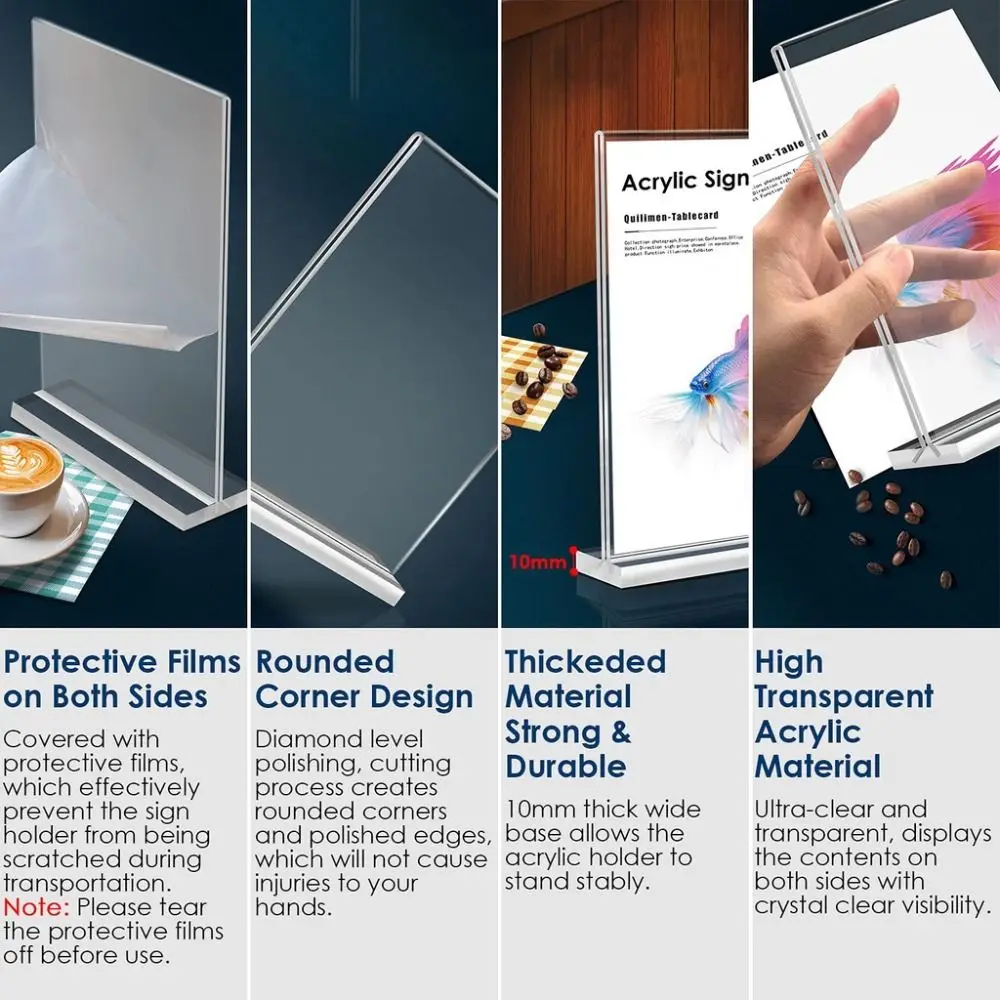 A4/A5/A6 Desk Display Stand Acrylic Double Side Clear Menu Stand Holder Transparent Price Label Display Rack Restaurant