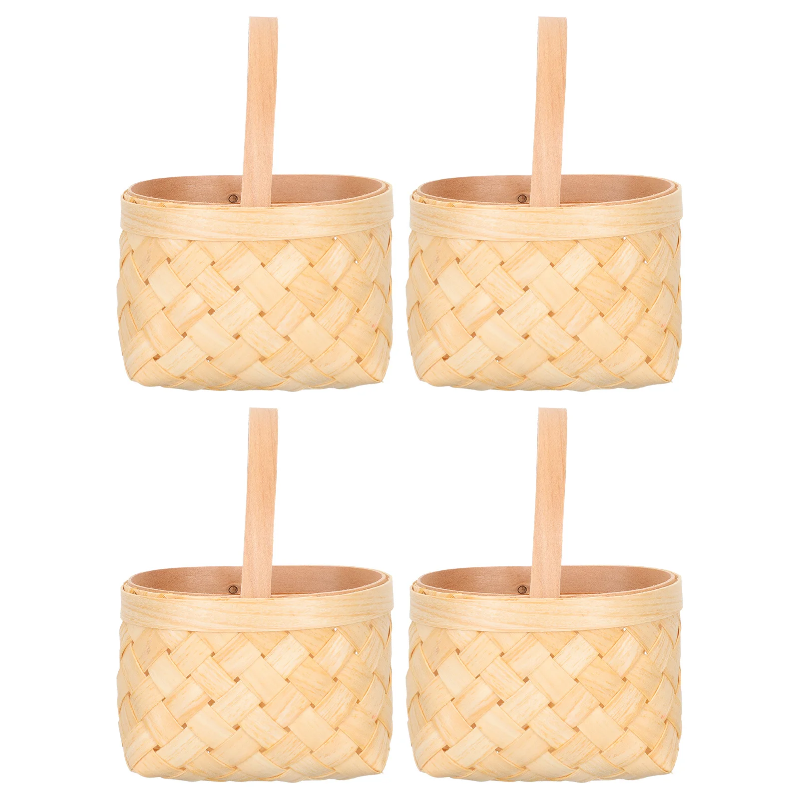 

4Pcs Small Wood Basket Woodchip Basket Decorative Mini Woven Candy Gift Party Flower Arrangement Gift Baskets