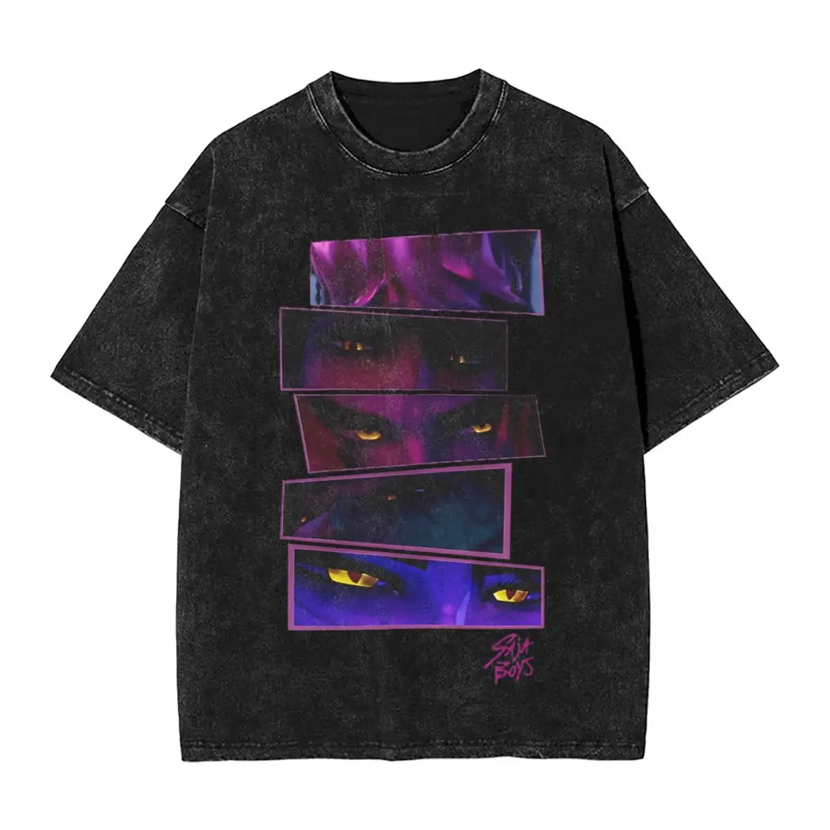 

Oversized Washed T-Shirt Saja Boys Eyes Kpop Demon Inspired Movie Loose T Shirts Trendy Cool Tshirt Man Beach Casual Top Tees