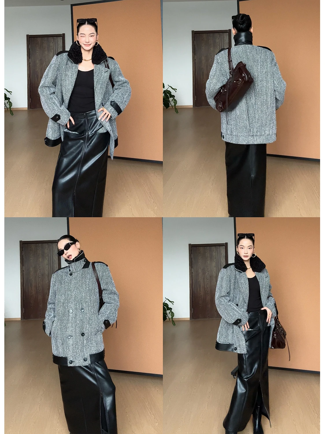 

Зимнее шерстяное пальто CIZZLEMORE с меховым воротником, свободного кроя, универсальное, повседневное, на пуговицах, для женщин