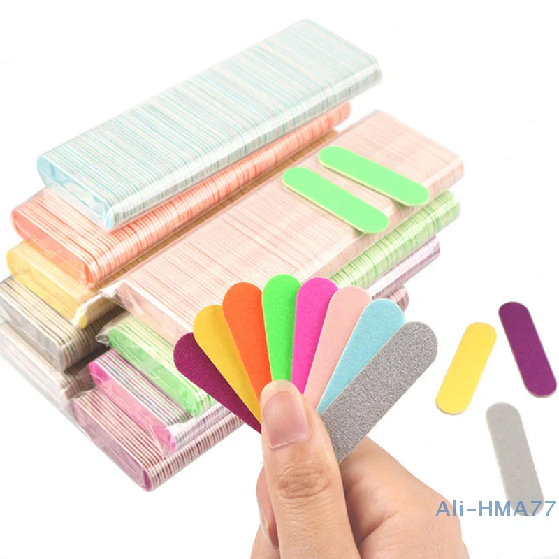 100pcs Mini Nail File Nail Buffers DIY Manicure Pedicure Scrub Nail Arts Tools