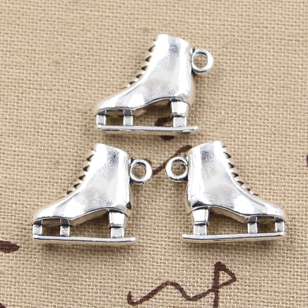 8pcs Charms Roller Skates Ski Boots 21x18x6mm Antique Bronze Silver Color Pendants DIY Making Findings Handmade Tibetan Jewelry