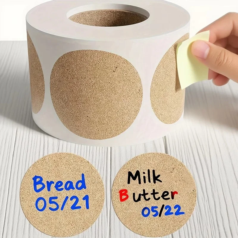 

1 Roll Kraft Paper Stickers Round Blank Self-adhesive Labels For Handmade Gift Tag Paper DIY Envelope Sealing Sticker Stationery