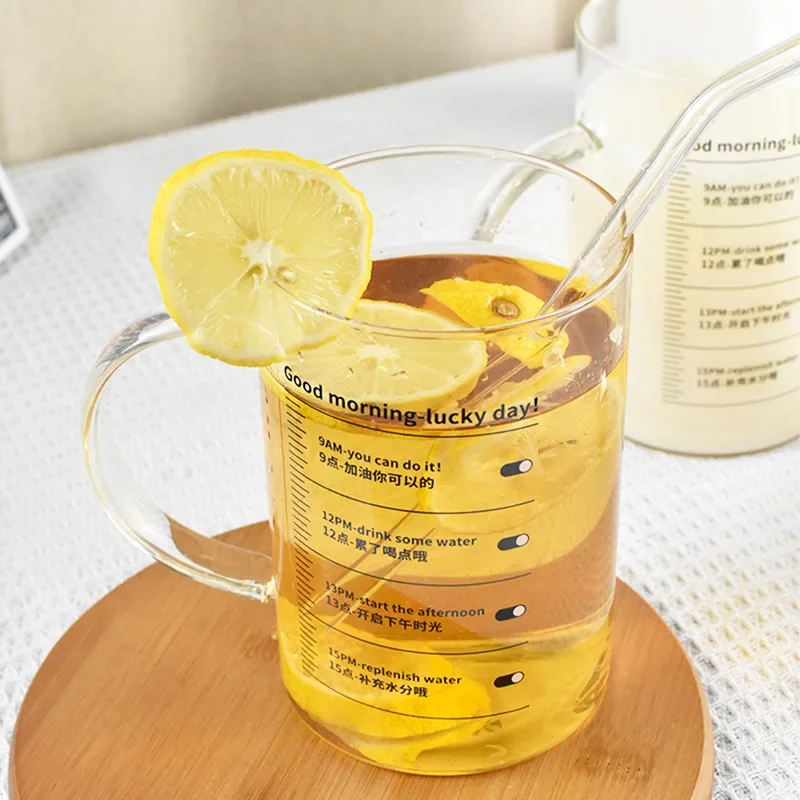 Drinking water glass large capacity 1000ml high borosilicate teacup office straw cup household men's and women's new models