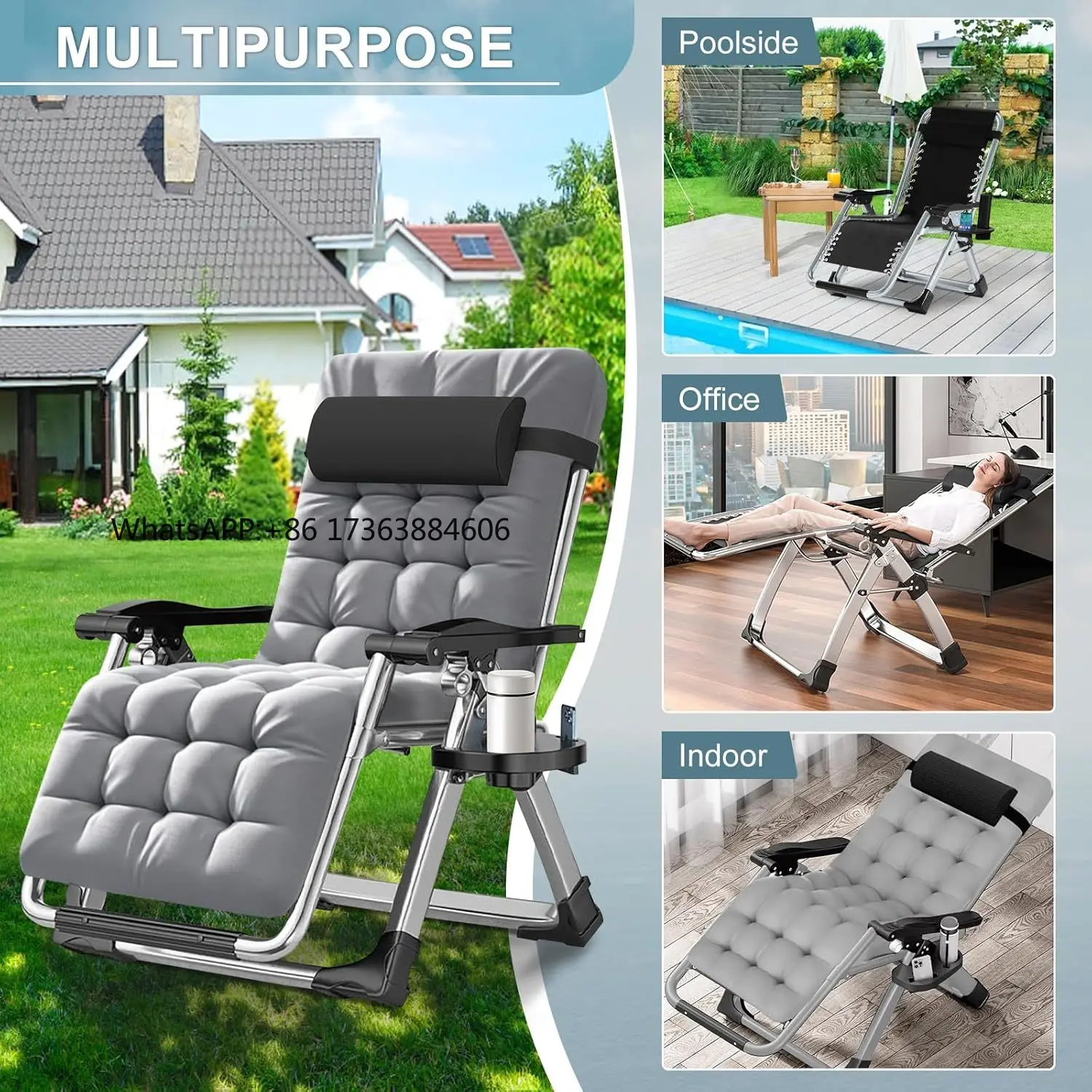 Zero Gravity Chair,Premium Outdoor Lawn Folding Chairs,Sturdy Adjustable Reclining Patio Chairs with, Customized