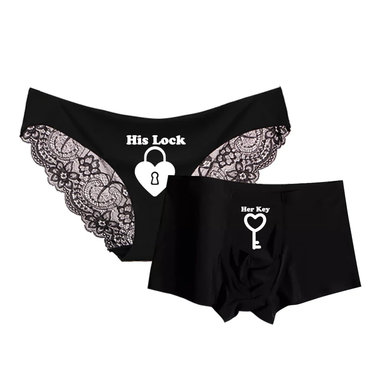 Bóxer de encaje para hombre y mujer, ropa interior Sexy, suave, de seda de hielo, para amantes románticos, a juego, a la moda