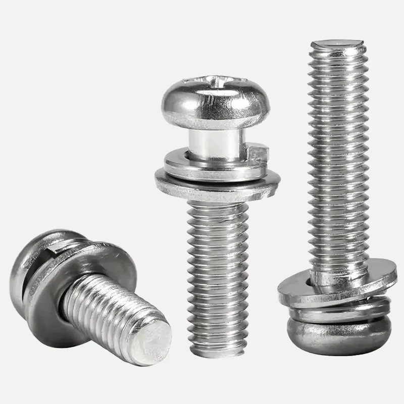 10-50pcs Phillips Round Head Spring With Pad Combination Screws M3 M4 M5 M6 316 Stainless Steel Length 6/8/10/12/16/20/25/30mm