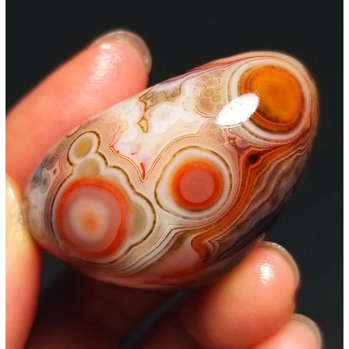 Large Natural Texture Banded Agate Worry Stone, Translucent Beauty, Tumbled Polished, Crystal Display, Table Display