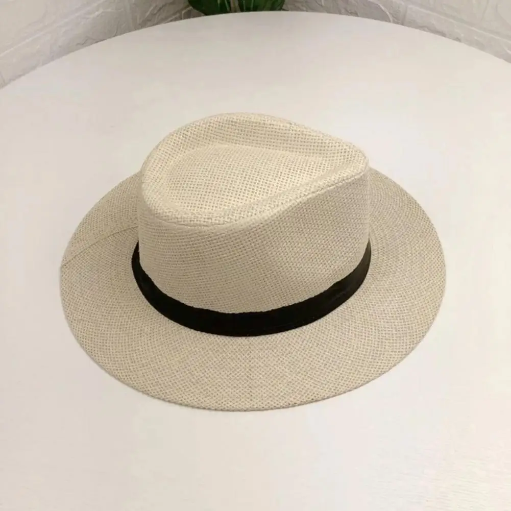 Trendy Men Hat Lightweight Beach Hat Non stuffy Men Big Brim Sunscreen Jazz Hat Sun Protection