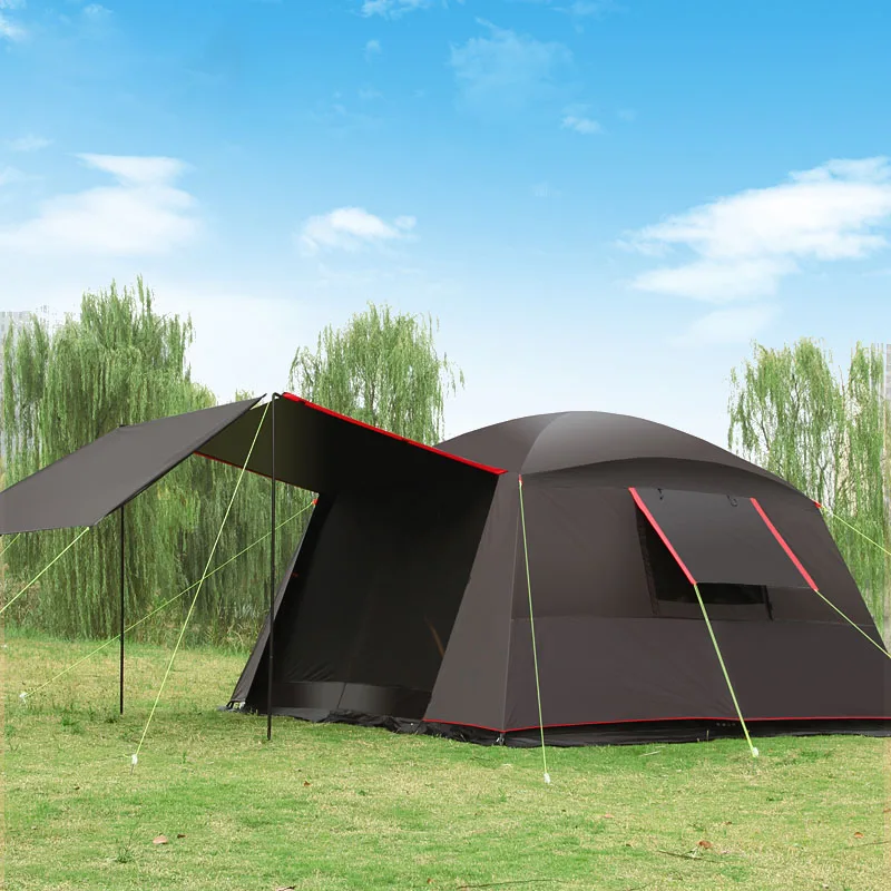 Outdoor Ultra-Large Waterproof Vinyl Canopy, Camping Tent, Self-Driving Sunshade, Barbecue, Cooking, Beach