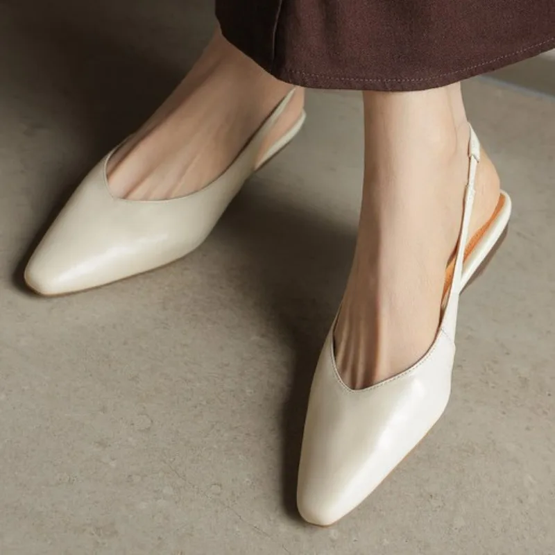 

Women Shoes Layer Cowhide Head Sandals Lady Full Leather Single Shoes Simple Retro Bag