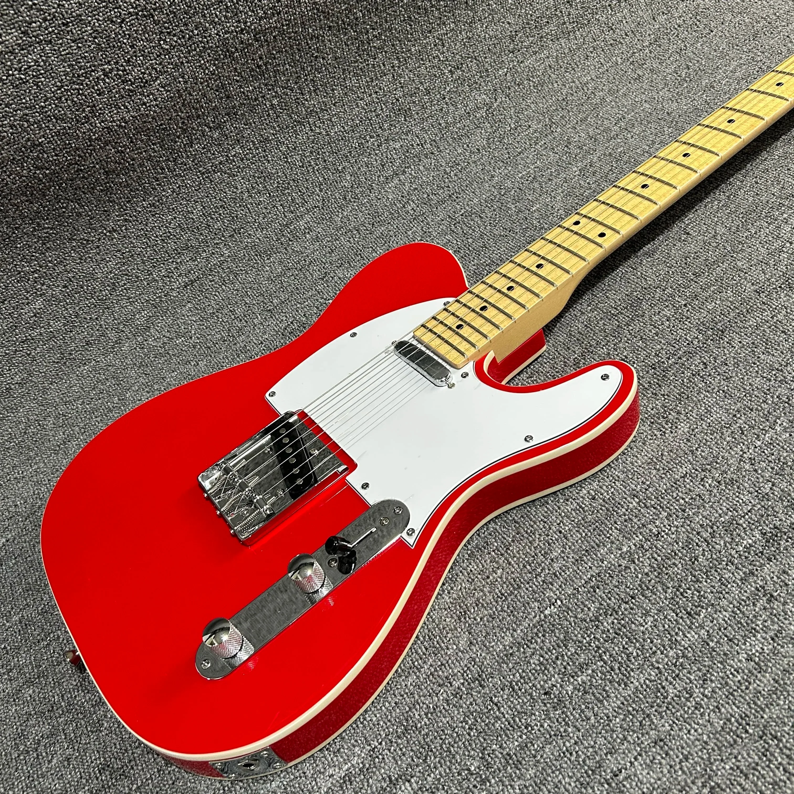 High Sound Quality Red Tele Electric Guitar Gift Color Mahogany Body Rosewood Fretboard Double Binding 6 Strings Guitarra