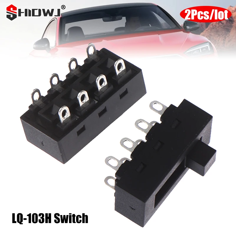 2Pcs/lot Black 12A 250V 3 Position 8 Pin Toggle Slide Switches LQ-103H Hair Dryer Hot Cold Wind Switches