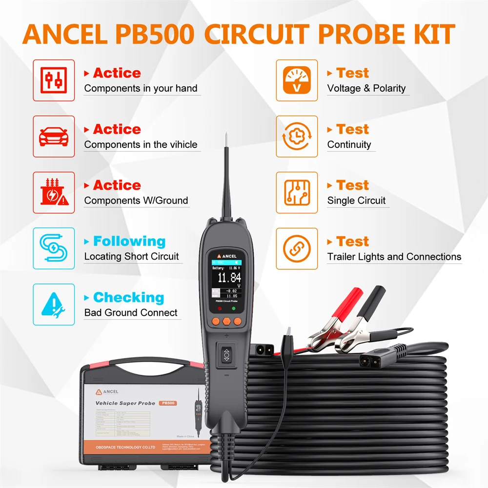 Ancel PB500 Circuit Power Probe Tester Tools 12V 24V Electrical System Test Car Power Scan Automotive Diagnostic Tool