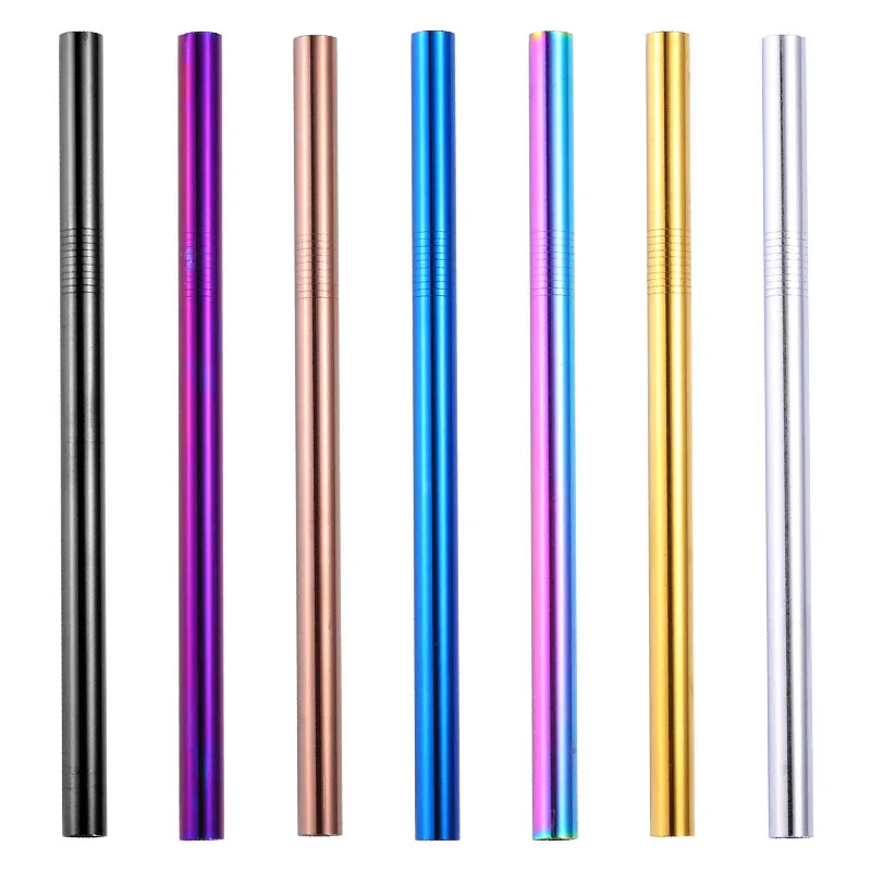 500pcs/lot Stainless Steel Straws Bubble Tea Diameter 12mm Reusable Drinking Straw Milk Tea Colorful Metal Straw