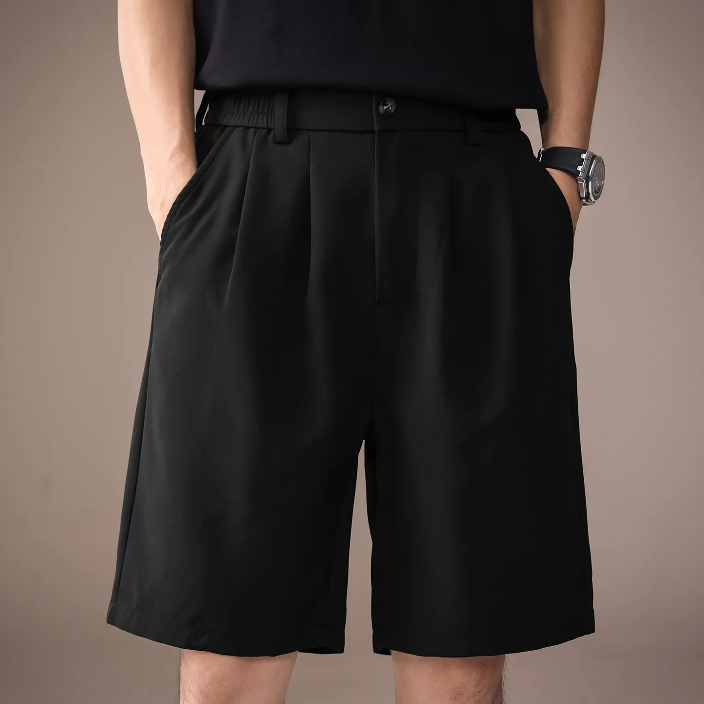 High-End Light Mature Style Wrinkle-Free Straight-Leg Suit Shorts for Men, New Summer Japanese Casual High-End Five-Point Pants for Men