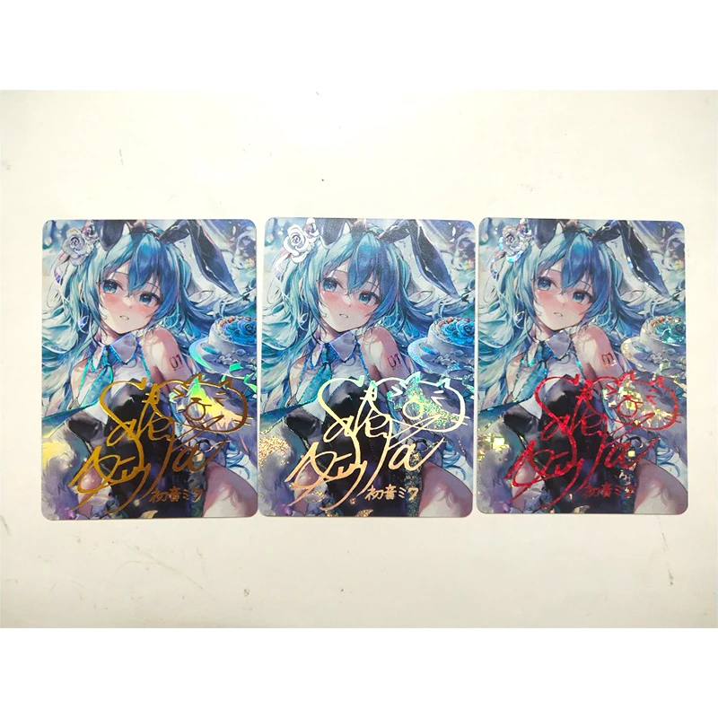 1Pcs/set Anime Characters Hatsune Miku DIY Homemade Bronzing Game Toys Flash Card Christmas Birthday Gift Collection Card