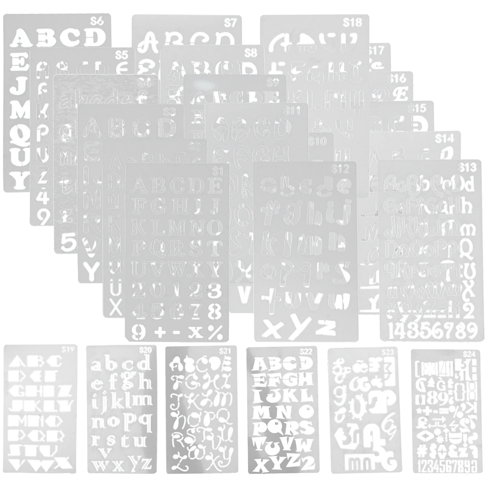 

24pcs Templates Hollow Design Letter Stencils for DIY Crafts Stencils For Painting On Wood Kids Drawing Template Supplies