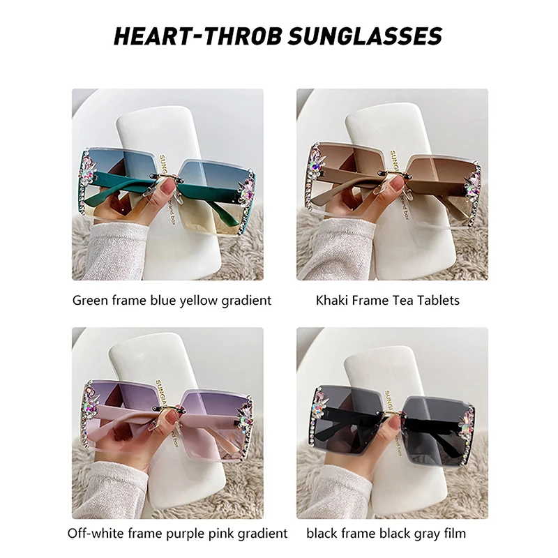 Multicolored Glasses Sun Glasses Luxury Diamond Glasses Effect Lady Heart Lenses Sunglasses For Women Driving Eyeglass Female