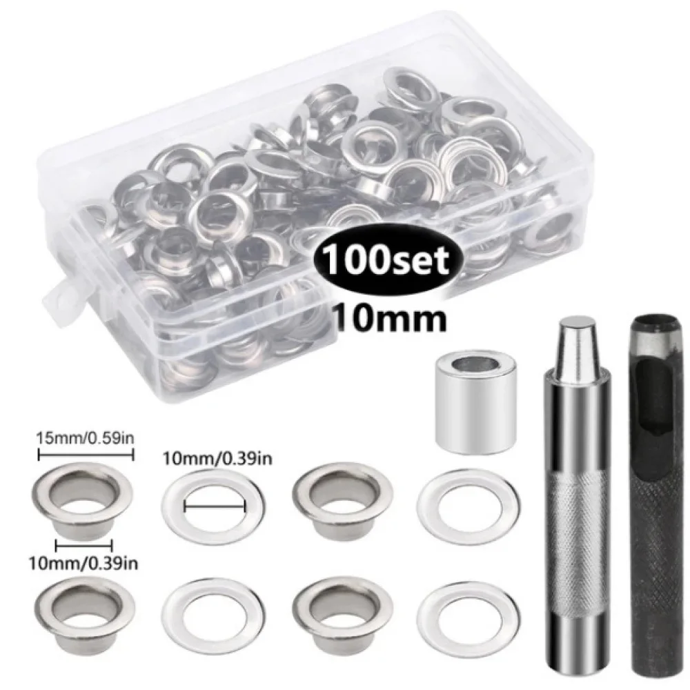Eyelet Installer Punch Tool Kit Grommet Setting Machine Hole Puncher For Leather Canvas Fabric Clothes Shoes Belts Tarpaulin