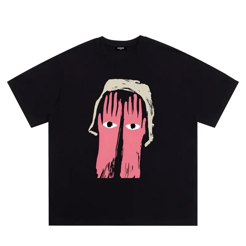 ZAZOMDE Street Hip Hop Abstract Brushstroke Art Pattern Tshirt Unisex Summer Loose Short Sleeve Trendy Aesthetic Casual Tops