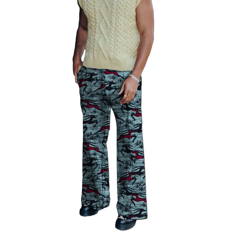 Design original calças de alta costura africana calças de perna larga masculina na moda impressão festa wear personalizado desempenho wear