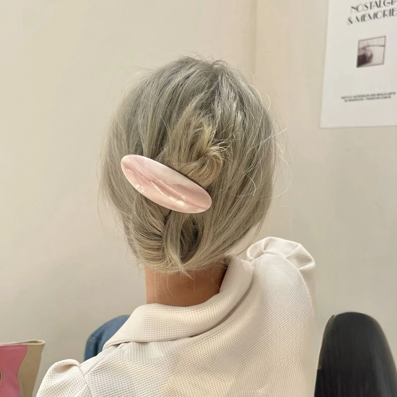 

Elegant Acetate Hair Clips for Women French Clip Large Size Oval Geometric Hairpin Headwear Glossy Elliptical Hair Accessories