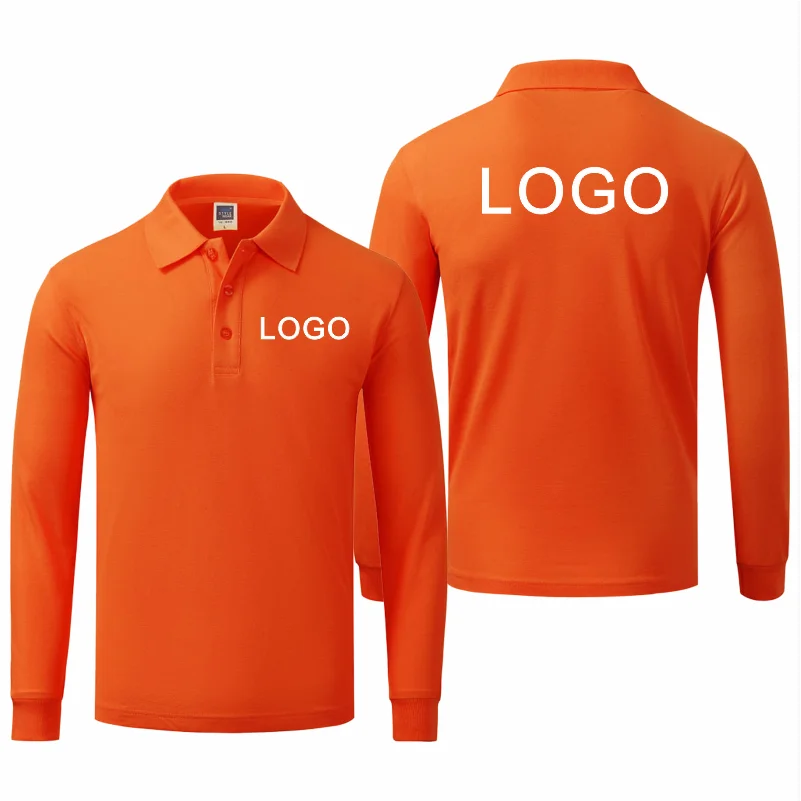 Custom Long Sleeve POLO High Quality Shirt Personal Company Group Clothing  Printing Embroidery Design Photo LOGO Large Size