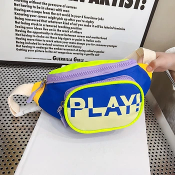 Carta jogar sacos de ombro da cintura das crianças moda náilon meninos crianças moeda bolsa contraste cor crossbody sacos meninas pequenas bolsas