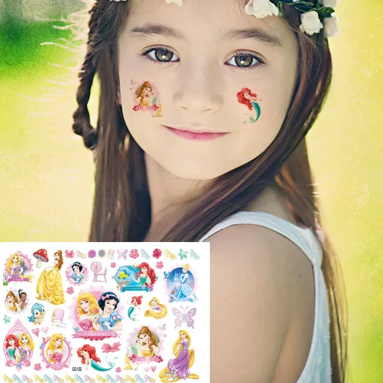 Cartoon Snow White Mermaid Tattoo Stickers Waterproof Cute Sticker Kids Girls Birthday Gift Reward Toy Paster