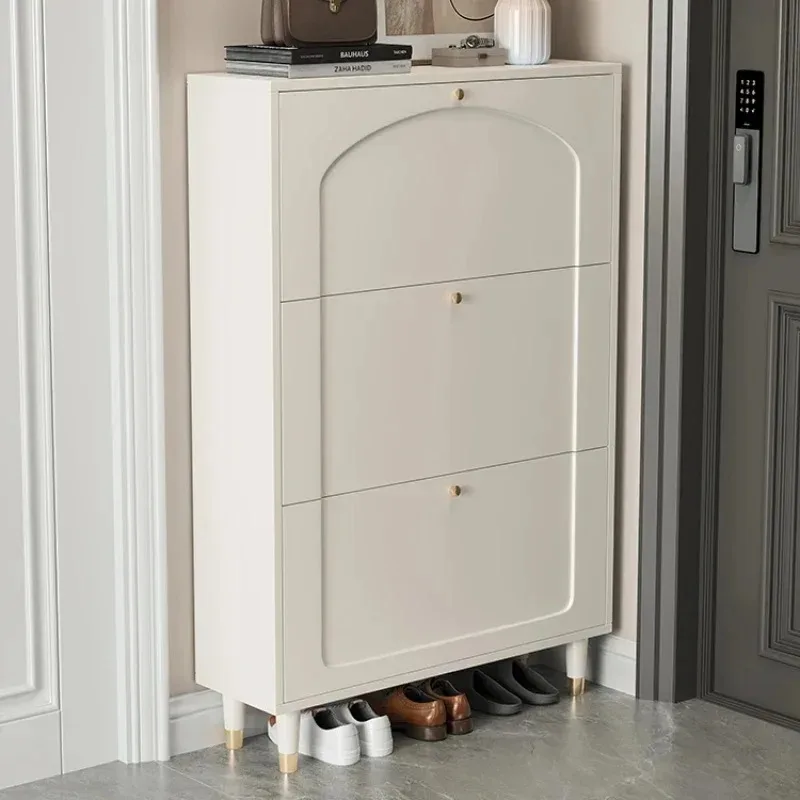 /Vertical White Shoe Rack Minimalist Small Fashion Apartment Unique Shoe Cabinets Design Fashion Zapatero Space Saving Furniture