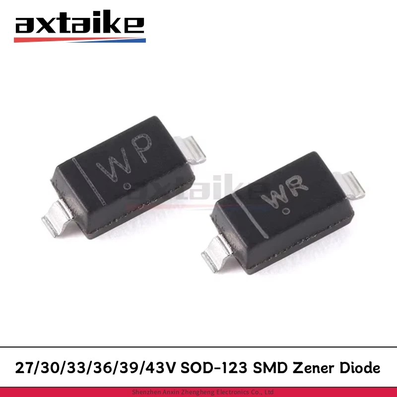 100 Uds BZT52C27 27V WP BZT52C30 30V WQ BZT52C33 33V WR BZT52C36 36V WS BZT52C39 39V WT BZT52C43 43V WU SOD-123 SMD diodo Zener