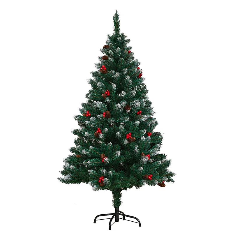 Christmas Trees 2024 2025 New Year Artificial Red Pine Fruit 1.5m/1.2m Pvc Party Christmas Tree for Living Room Decorations