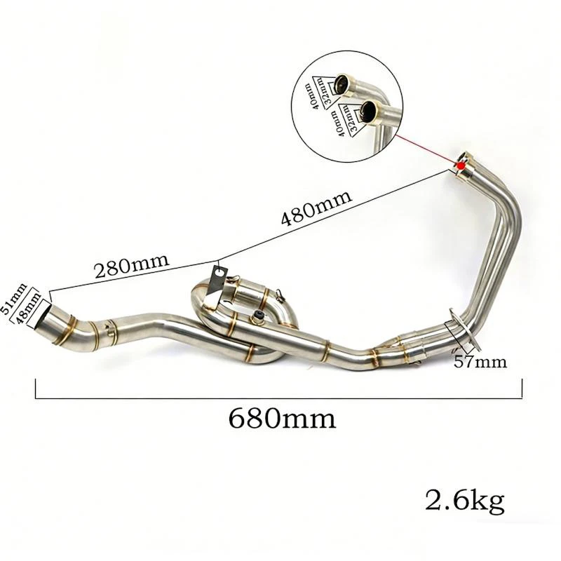 Racing Performance Tube 51MM Interface Escape For Yamaha YZF R3 R25 MT03 2015-2024 Exhaust Modify Motorcycle Front Link Pipe